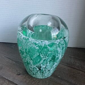 Vintage Controlled Bubble Glass Art Oil Lamp Paperweight Handmade Poland